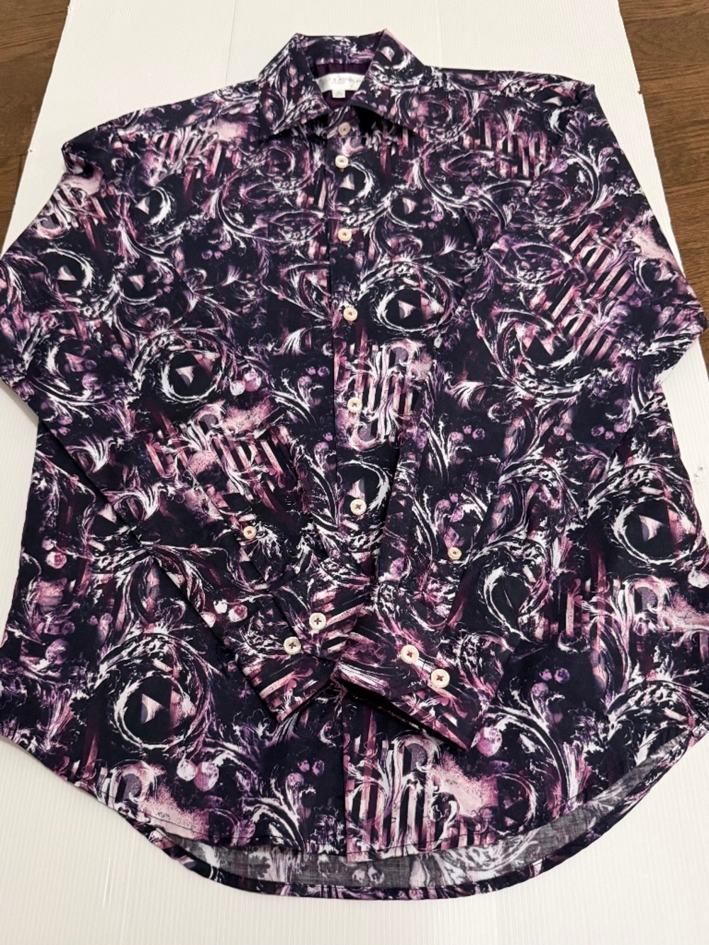 Haight & Ashbury Studio Purple Abstract Print Dress Shirt - Size M (15.5)